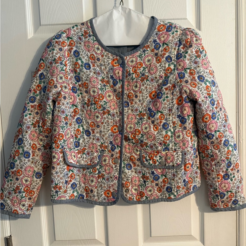 Floral Quilted Jacket Size Small Lightweight Cotton Spring Jacket Pockets 8P
